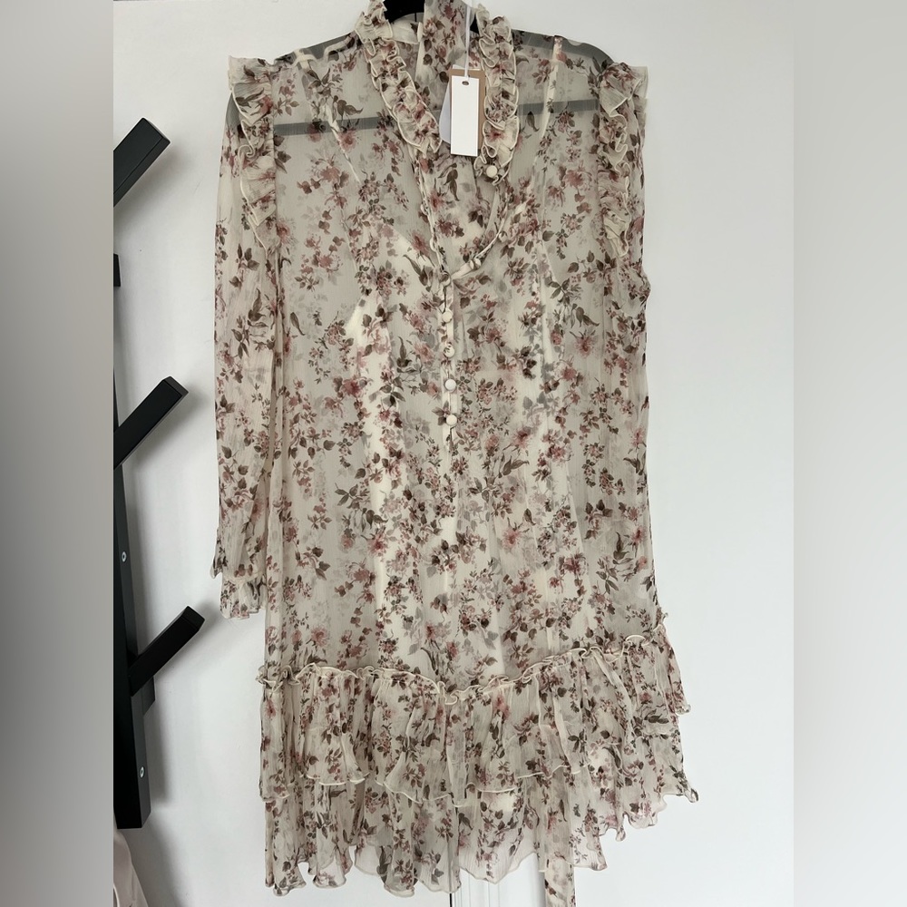 Alessia Zamattio White Silk Floral Belted Cefalu Dress